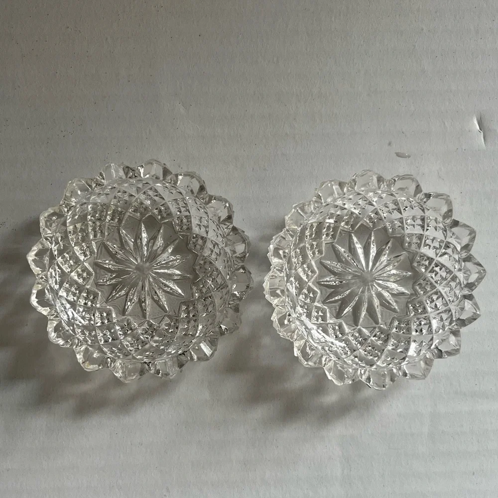 Vintage Cut Glass Salt Cellars (Set of 2)